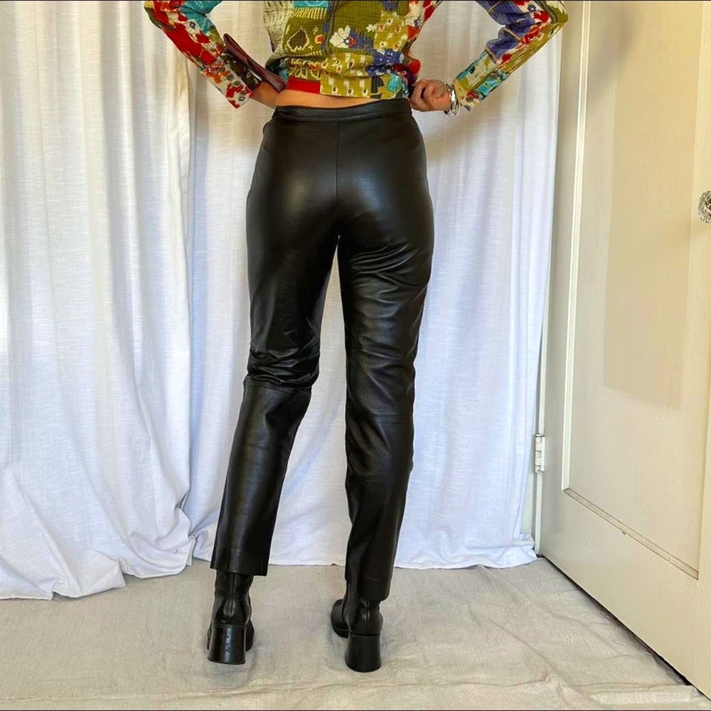Vintage High Waist Leather Black Pants size 6